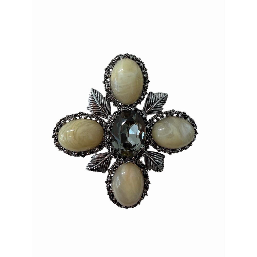 Ciner Vintage Signed Floral Pendant Brooch